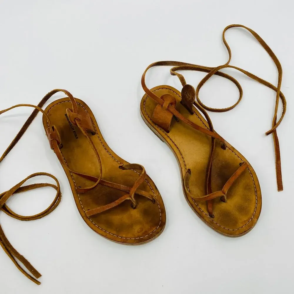 Isabel Marant Brown Leather Wrap Sandals